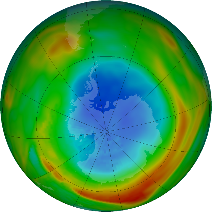 Antarctic ozone map for 29 September 1980